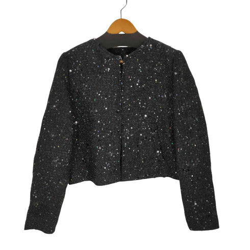 ザラ ZARA スパンコール ノーカラージャケット レディース  M